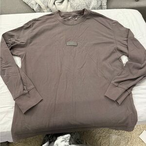 Men's Long Sleeve Shirt in Gray Abercrombie and Fitch